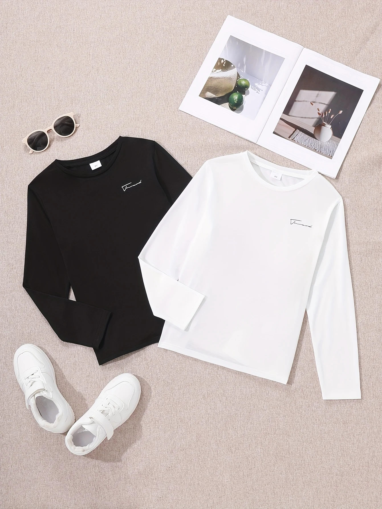 Boys Long Sleeve T-shirt Set of 2 Autumn Winter Fashionable Stylish Middle to Big Boys Clothing