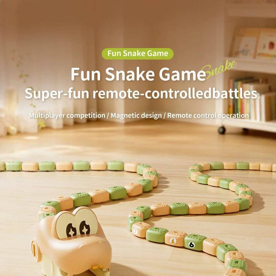 2.4G Remote Control Snake Game Toys Magnetic Bean Splicing Simulation Animal Mechanical Crawl Electric RC Toys USB Cable Charge