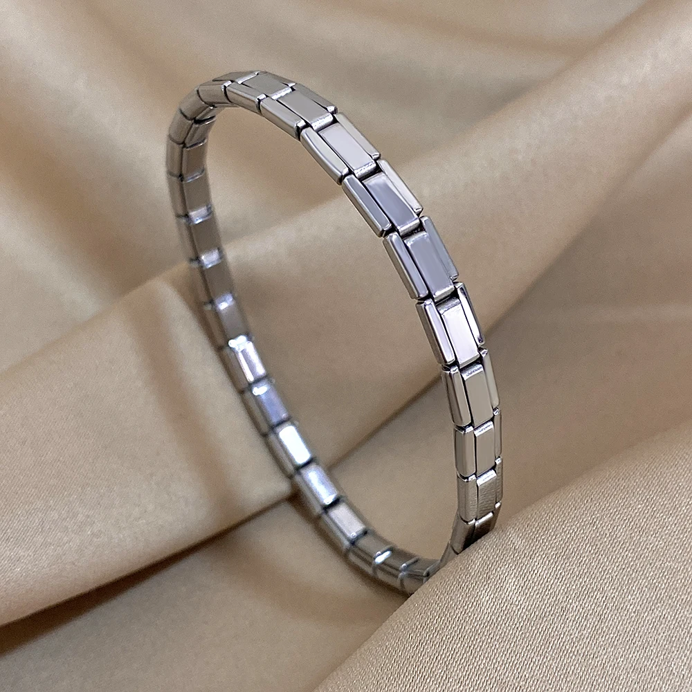 Fashionable Minimalist New Stainless Steel Elastic Bracelet  Italian Links Slim Charm Bracelet Punk Watchband Wrist Band Jewelry