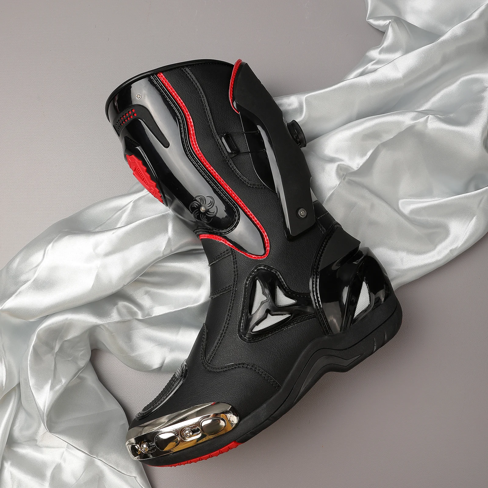 

Professional Track Motorcycle Boots, Sturdy and Fashionable Men's Motorcycle Boots, High-Top Microfiber Leather, Outstanding Grip and Ankle Support, Non-Slip and Anti-Kick, Suitable for Cross-Country Enthusiasts, Foot Protection Track Motorcycle Shoes for