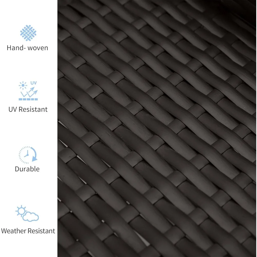 كرسي استرخاء خارجي من Outsunny، كرسي صالة فناء مستلق مع وسائد مريحة، مسند للقدمين، مساند للذراعين، خوص PE للشرفة، Po #4