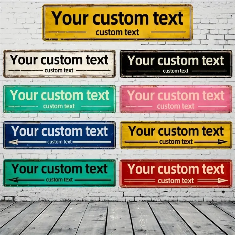 Personalize Text Street Signs Custom Text Outdoor Metal Signs Multi-color Vintage Metal Signs For Indoor Outdoor Use 4x16 Inches