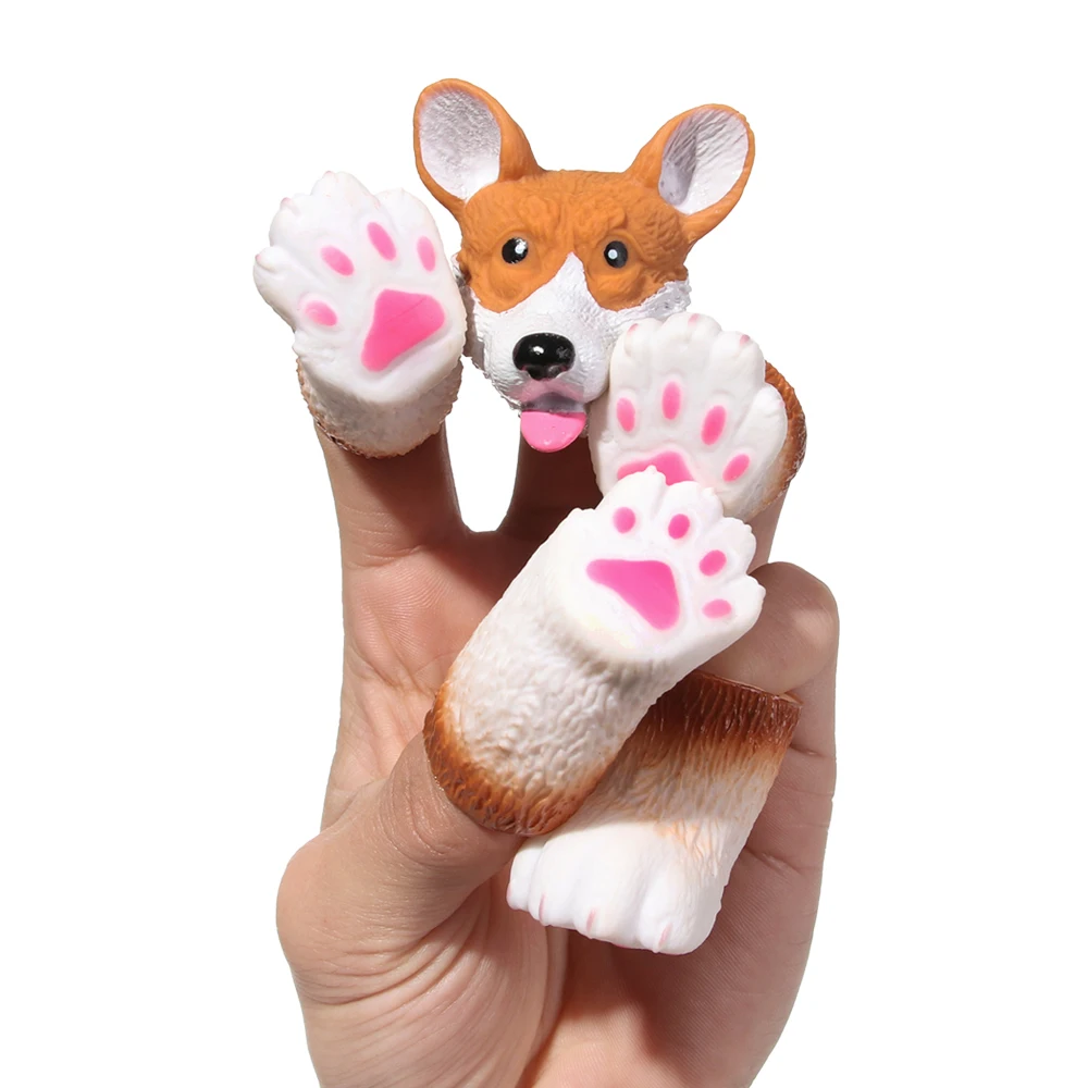 Washable Squirrel Dog Cat Props Hand Puppet Finger Dolls random combination
