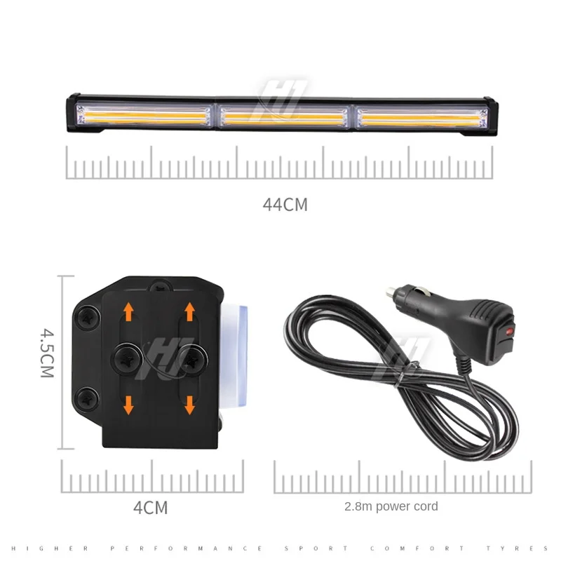 COB Triple Bar Light Super Bright 12-24V Universal Single-Sided Car Grille Light Warning Light LED Strip Stick Light