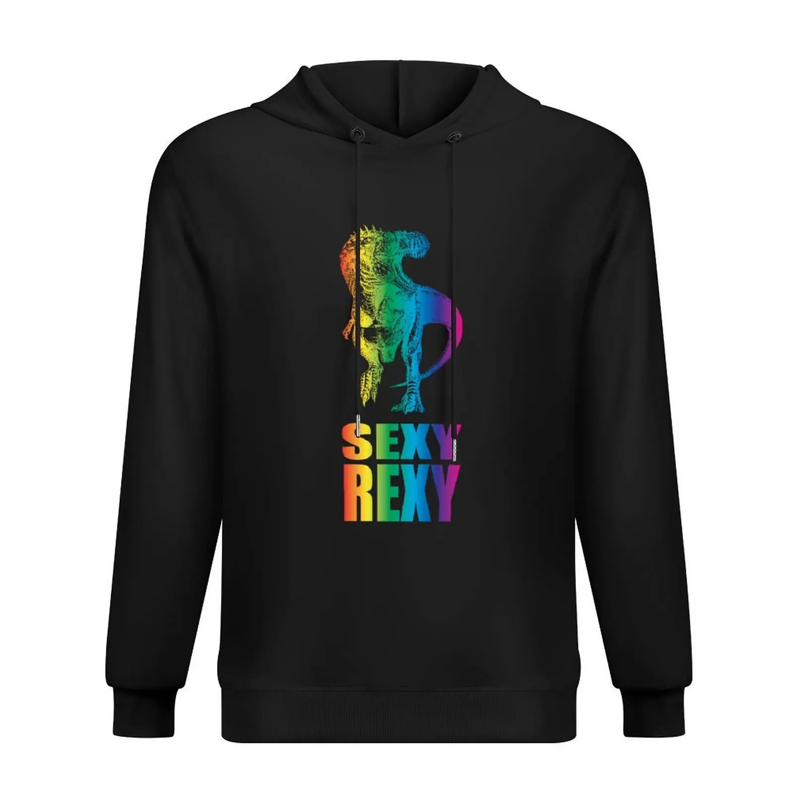 

Rainbow Dinosaur: Sexy Rexy Hoodie men's clothing mens clothing men's coat hoodie oversize