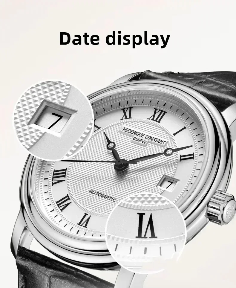 Luxury Original New Minimalist Three Needle Automatic Dating Car Frederique Constant Premium Leather Strap Quartz  Gift Watch