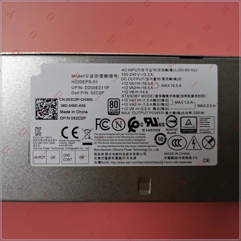 

Блок питания WW для Dell 5080 7080 3080 7090SFF 200W для малогабаритных корпусов K92TW 52C2P
