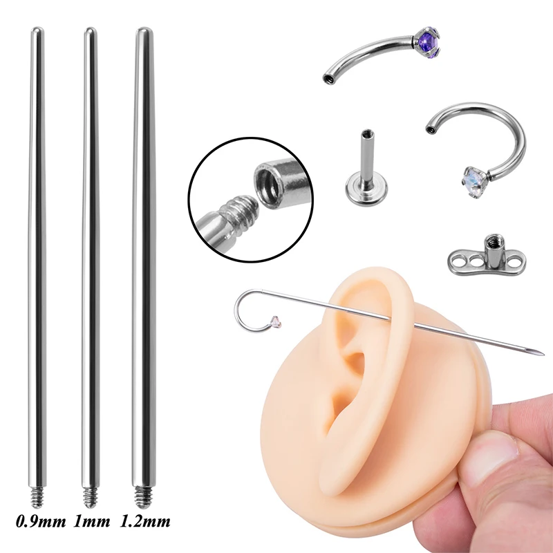 

Stainless Steel Needle Perforated Guide Rod Puncture Connecting Ear Nail Navel Nail Lip Nail Tongue Nail Auxiliary Piercings Too