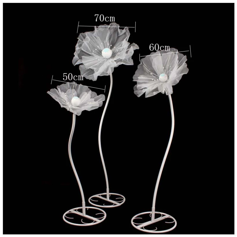 オーガンザ-手作りのシルクポピー,大きな花,結婚式の道路のガイド,菊,パーティーの窓の装飾,50cm/60cm70cm