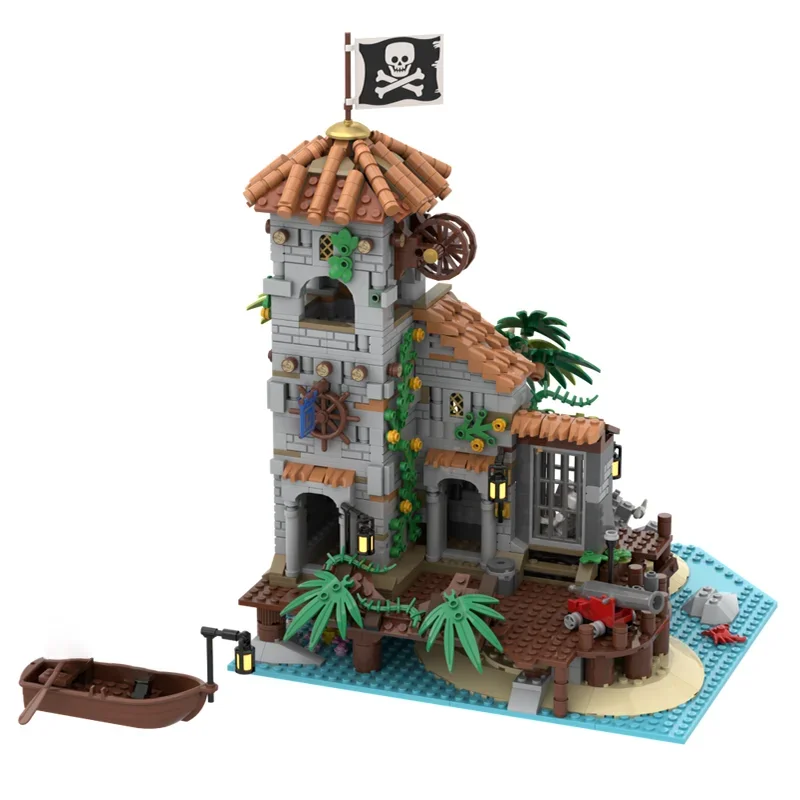 Moc Bouwsteen Treasure Island - Pirate of Barracuda Bay Technologie Modulair Baksteenmodel Cadeau Kerstspeelgoed DIY Set Montage