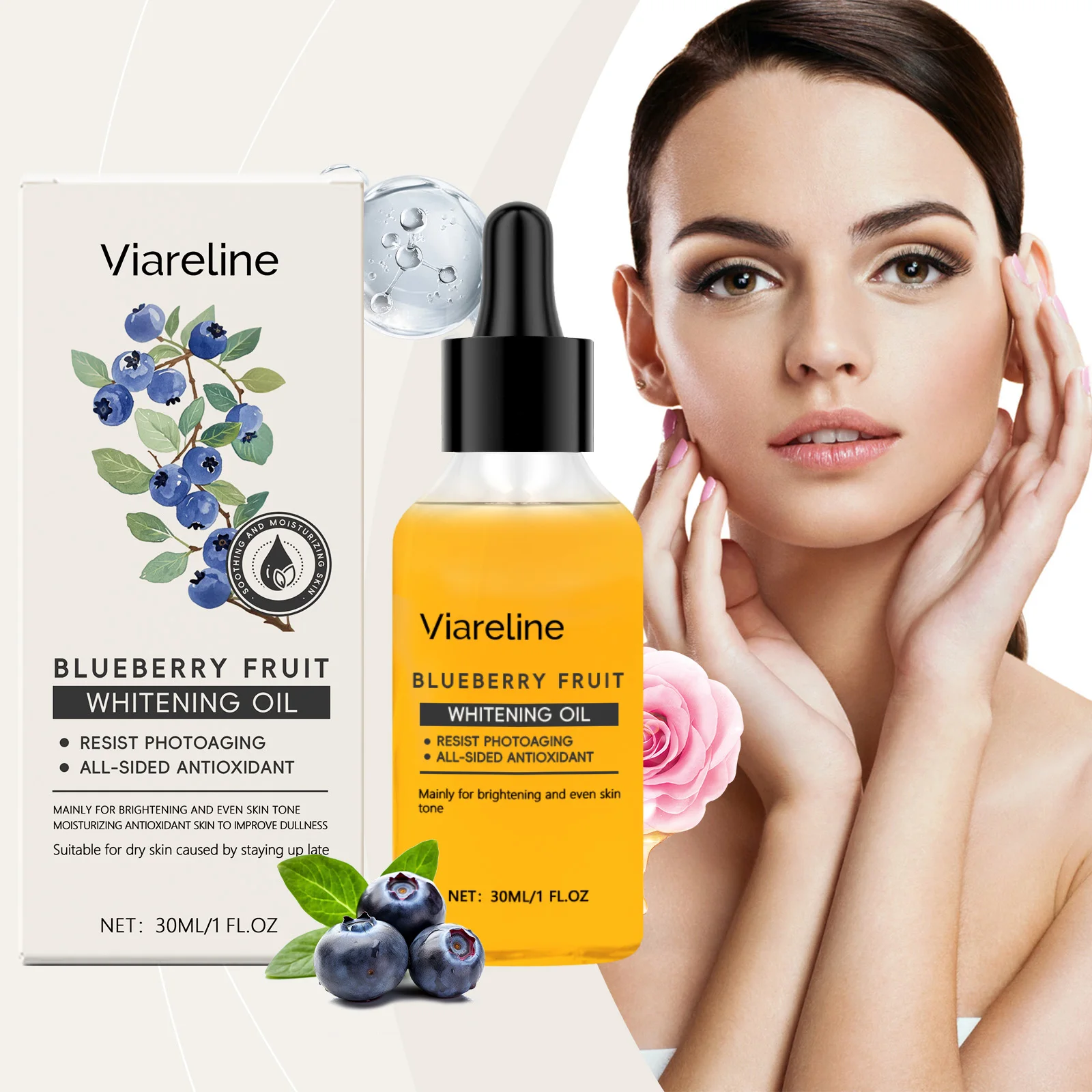 Aceite de esencia de arándano aceite de esencia para el cuidado de la piel iluminador, hidratante e hidratante