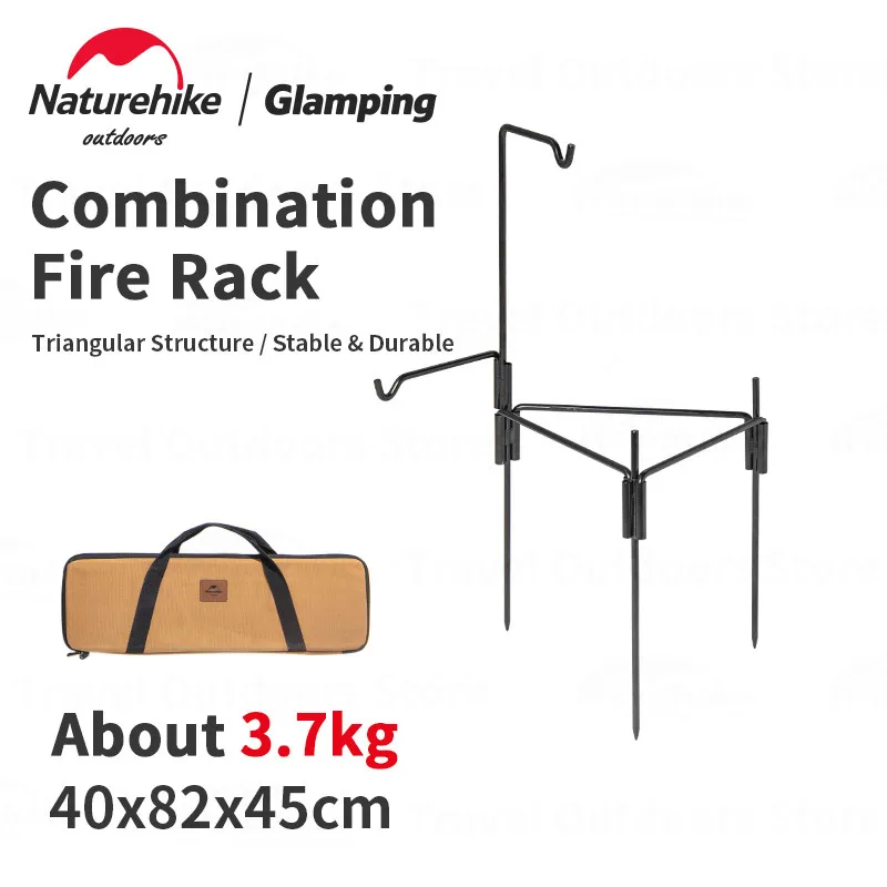 

Naturehike Iron Combination Fire Rack Outdoor Camping BBQ Rack Triangular Structure Adjustable Portable Picnic Firewood Rack