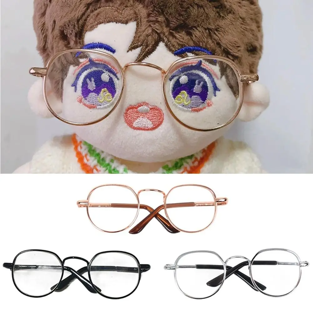 Cute Metal Doll Glasses Round Frame Lensless Doll Eyeglasses Pets Glasses for 20cm Dolls
