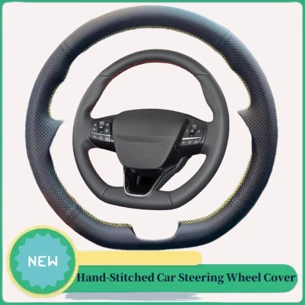 

DIY Abrasion-resistant Breathable Genuine Leather Steering Wheel Cover For Ford Focus Fiesta Kuga Puma Escape (ST ST-Line) 17-24