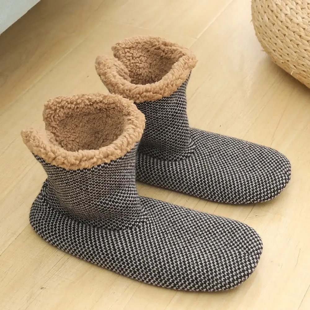 

Simple Thick Thermal Socks Stripe Fluffy Sleeping Slipper Socks Anti Slip Knitted Winter Warm Socks Home
