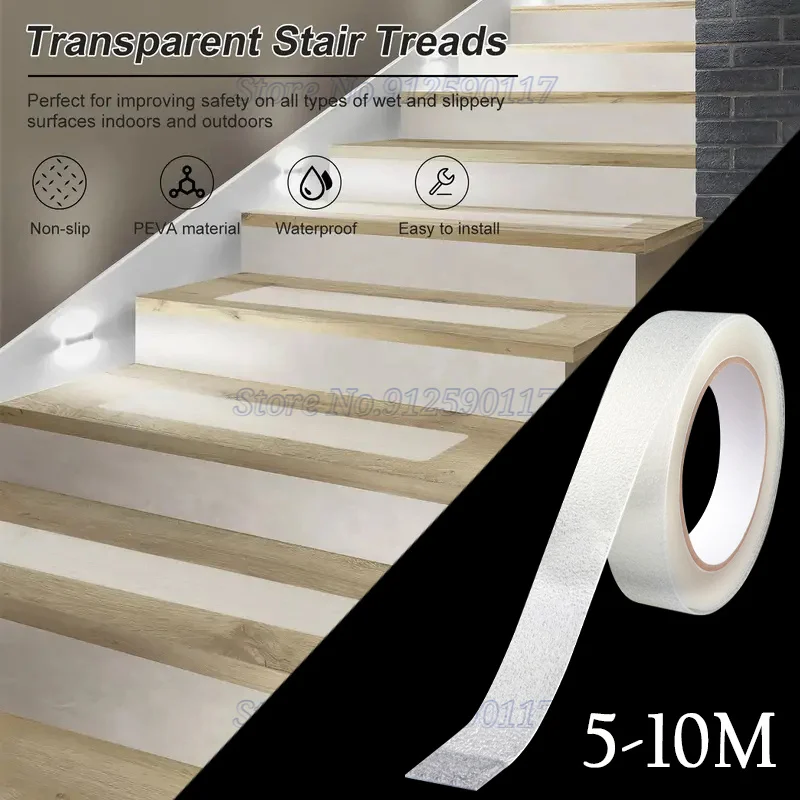 

5-10M Transparent Waterproof Anti Slip Tape Outdoor Indoor Non-Skid Clear Floor Tape