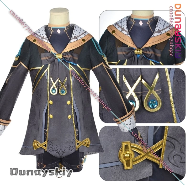 AFreminet حكيم المثقوب تأثيري حلي {SAIKOU} جينشين تأثير فونتين الأزرق الداكن بدلة غطس Steampunk أنيمي تأثيري ‌