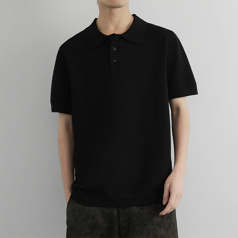 

Business Casual Knitted Short Sleeve Shirt Men's Spring Autumn Thin Base Layer Half Sleeve High Quality Comfortable Fit