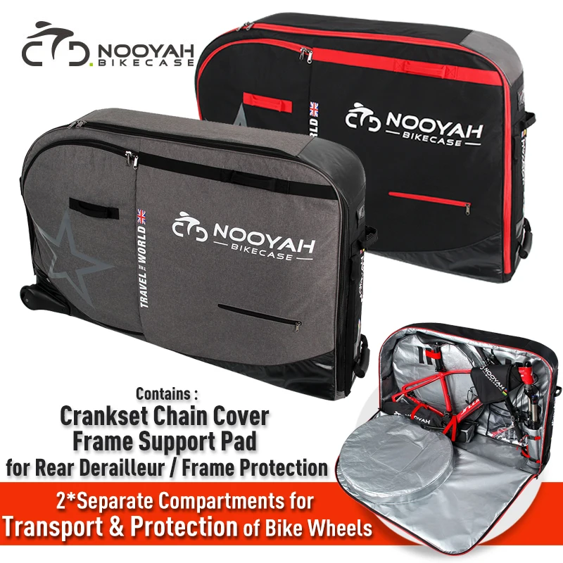 NOOYAH Bike Bag Bicycle Transport Bag MTB & Road Bike Travel Case Suitcase for Transporting Bicycle Accessories with Wheels Bags