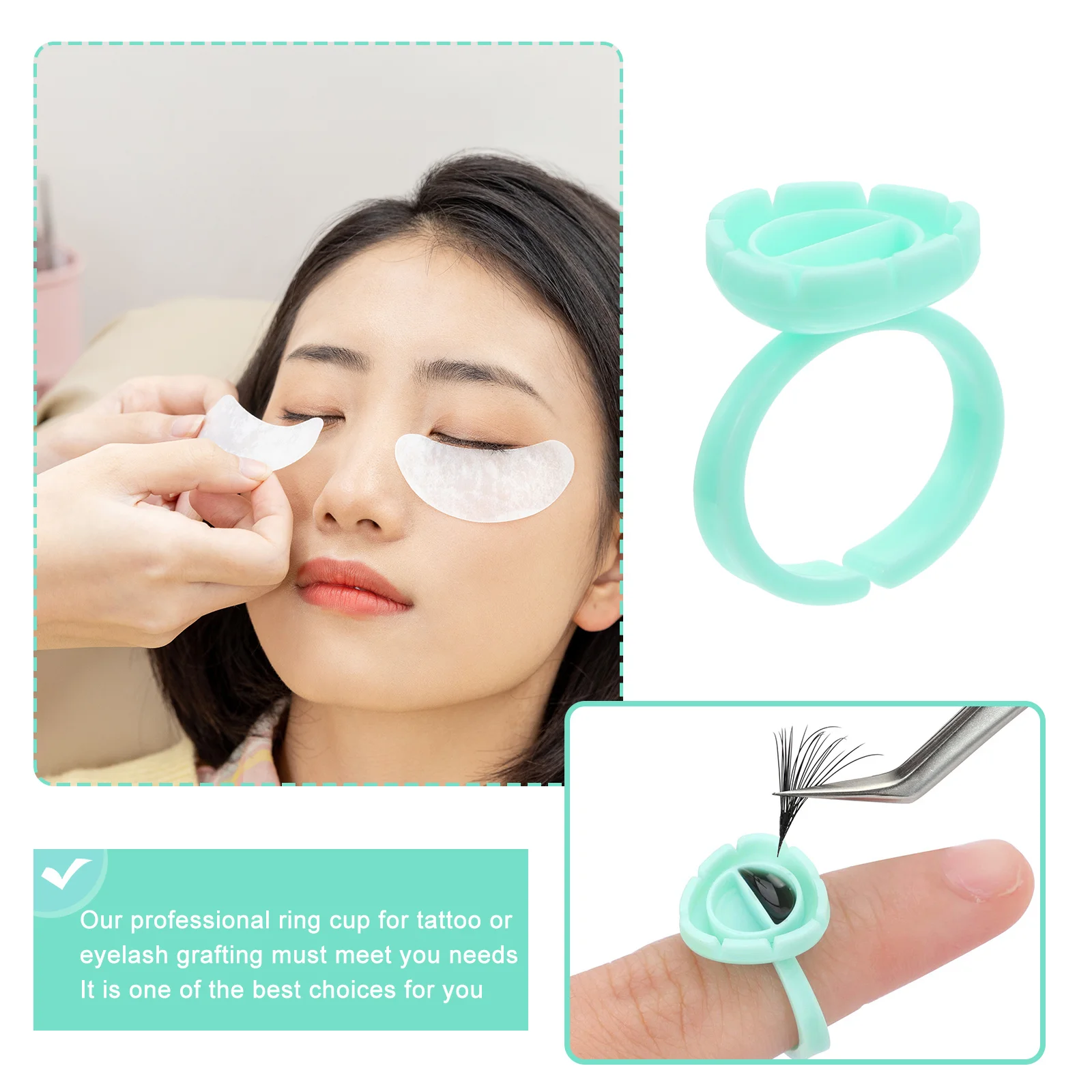 

100 шт. контейнер для пигментов для прививки ресниц, премиальный кольцевой стаканчик, держатель для клея, надежный инструмент для татуировки, принадлежности для макияжа