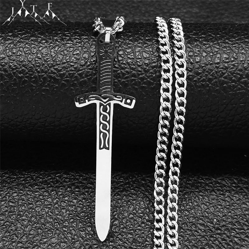 2024 Viking Sword Stainless Steel Pendant Necklace Women/Men Charm Long Classic Gothic Necklaces Goth Jewelry N8131S05