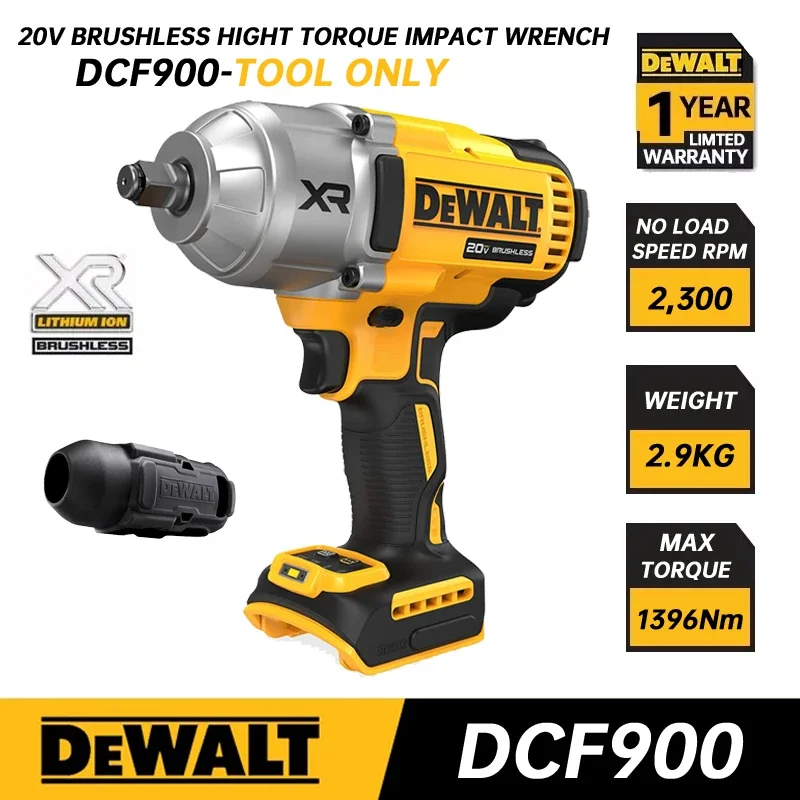 

DEWALT DCF900 Brushless Impact Wrench 1/2" Inch High Torque With Hog Ring Anvil 20V Cordless Wrench Power Tools DCF900B