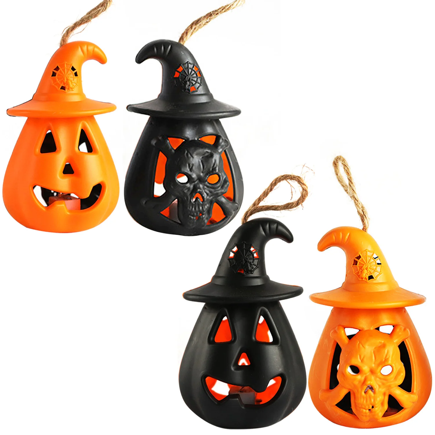 

4PCS Battery Operated Cute LED Pumpkin Tea Candle Lights Lamps for Halloween Bar Home Restaurant Haunted House Party Decoration