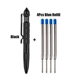 High Quality Metal Colour Tactical Defense Pen+Refill Set School Student Office Ballpoint pens Luxury Gift Pen