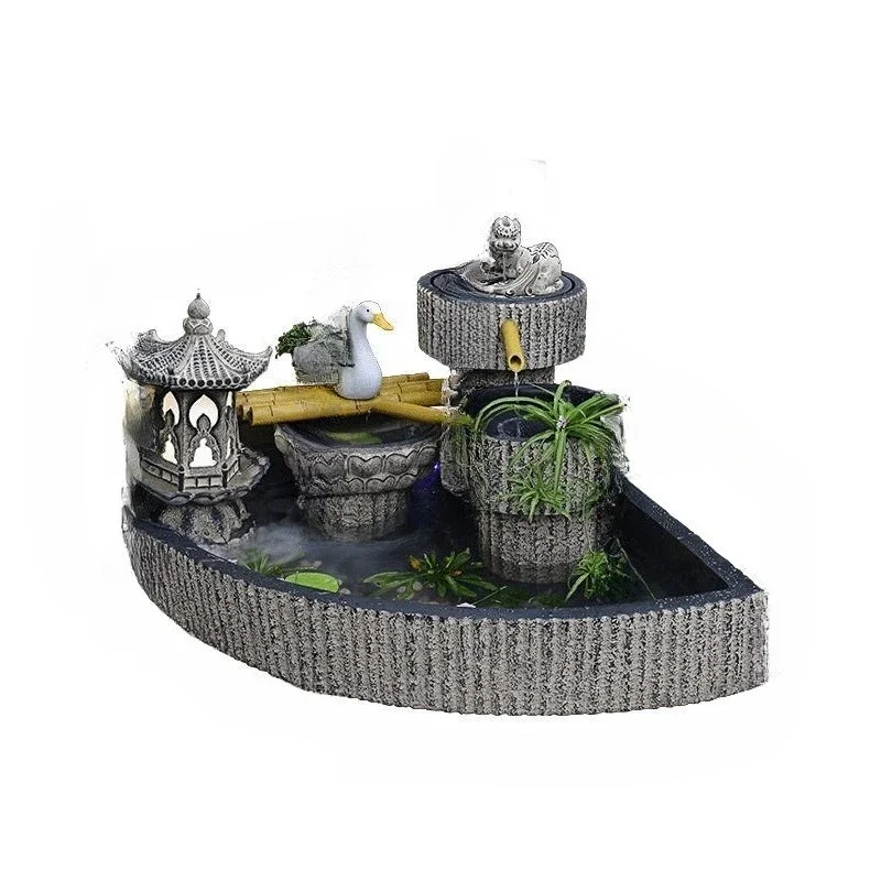 

Outdoor courtyard Home garden layout Rural yard Villa landscape Balcony Terrace Flowing water Big fish pond Waterfall