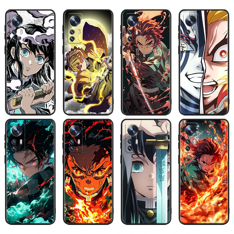 Demon Slayer Anime For Xiaomi Mi 11T 11i 10T 10S Note 10 9T 9SE 8 A3 A2 A1 Pro Lite Black Soft Phone Case Cover