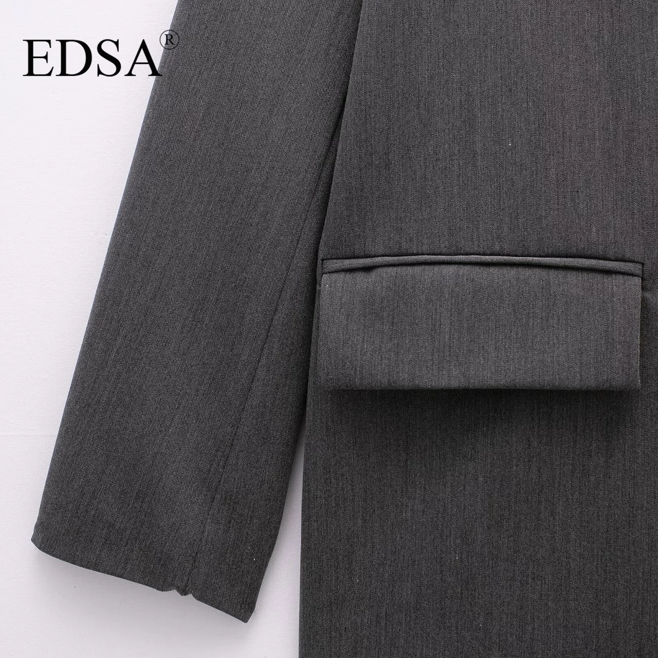 EDSA Women Formal Blazer Long Sleeve Two Buttons Double Breasted Office Lady Suit Jacket Female Loose Coat Y2K Tops