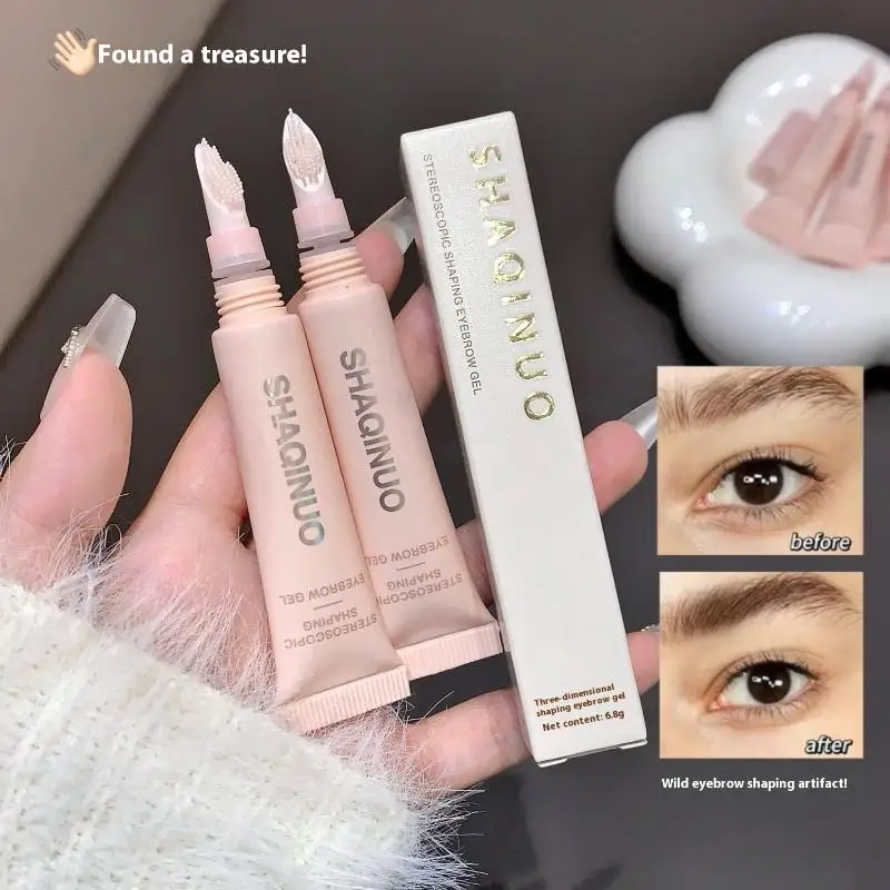 6.8g 3D Brow Gel Waterproof Smudge-Proof Eyebrow Styling & Shaping With Silicone Brush Long-Lasting Hold For All-Day Wear Makeup