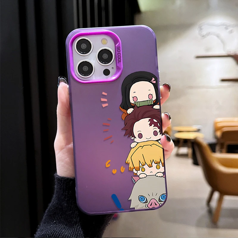 Anime Ghost Slayer Plating Hard Shockproof Phone Case for Samsung Galaxy S25 Edge S24 S23 S22 S21 S20 Ultra Plus FE A56 A36 A26