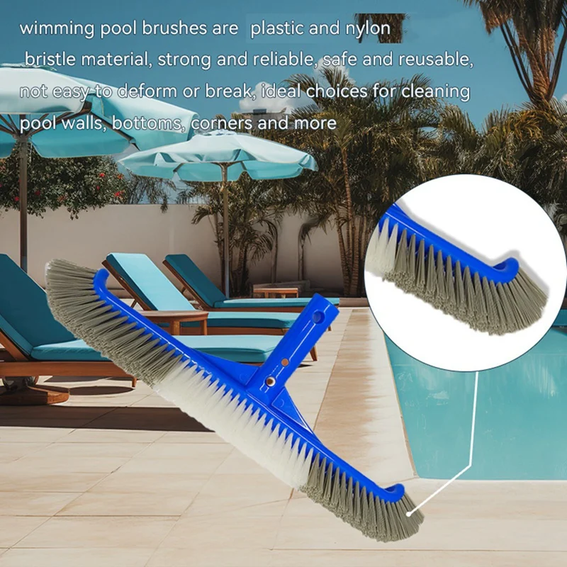 Pool Brush Head,Pool Brushes For Cleaning Pool Walls, Curved Ends High-Efficiency Pool Scrub Brush,Bristles Pool Brush