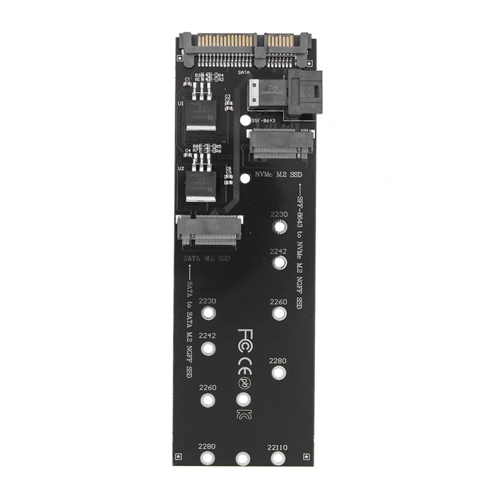 SFF-8643 Ke M.2 U2 Kit NGFF M-Key Ke Slimline SAS NVME PCIe 22Pin SATA Adapter SSD Converter Cocok untuk Laptop Desktop Mainboard