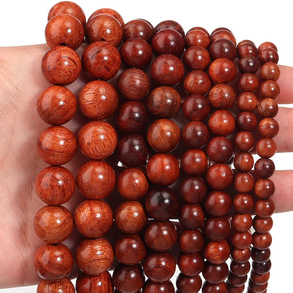 6/8/10/12mm Natürliche Holz Perlen Burmesischen Palisander Runde Lose Spacer Perlen Für Schmuck Machen DIY Halskette Armbänder Zubehör