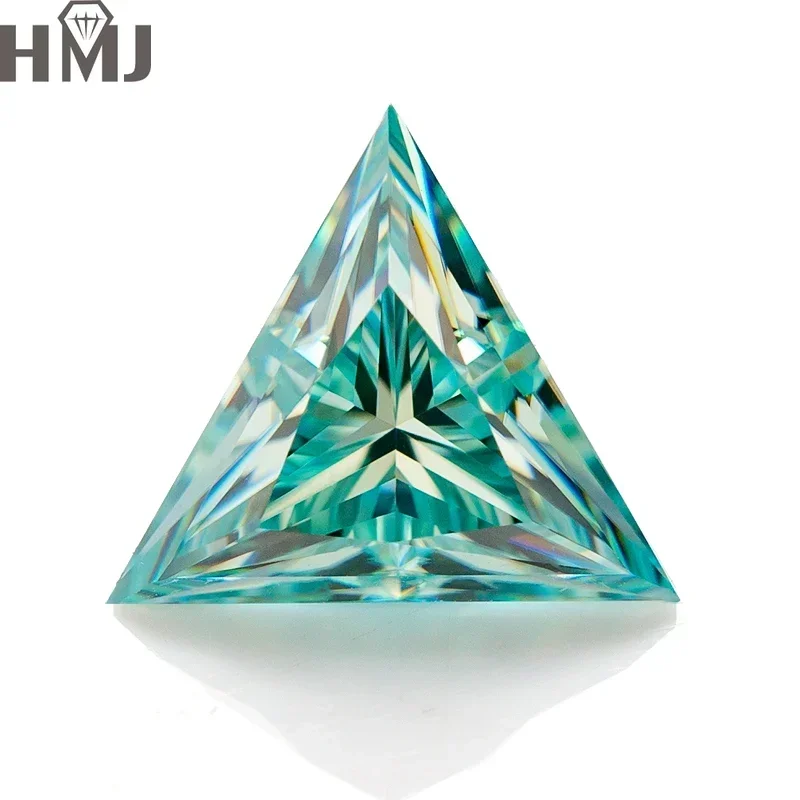 (Never Fade)Loose Moissanite Stones Triangle Cut Natural Aqua Blue/ Green /Blue Color GRA Certificate Charms for Jewelry Making