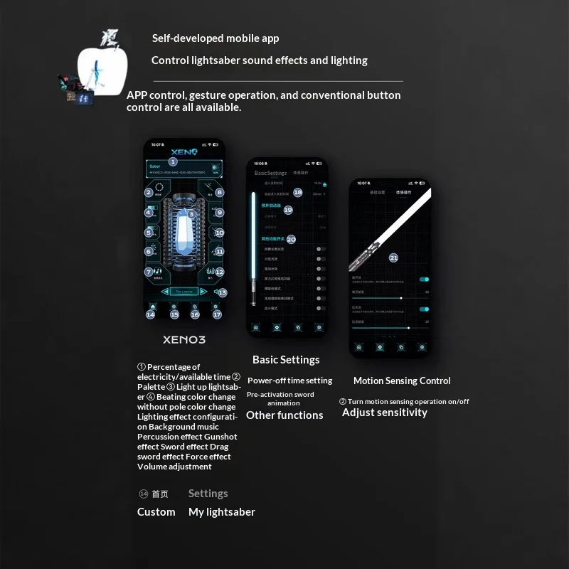 Xeno Lightsaber Metal Rgb Bluetooth App Control Heavy Dueling Rechargeable Aluminum Hilt Collectible For Adults Cosplay Props view 3