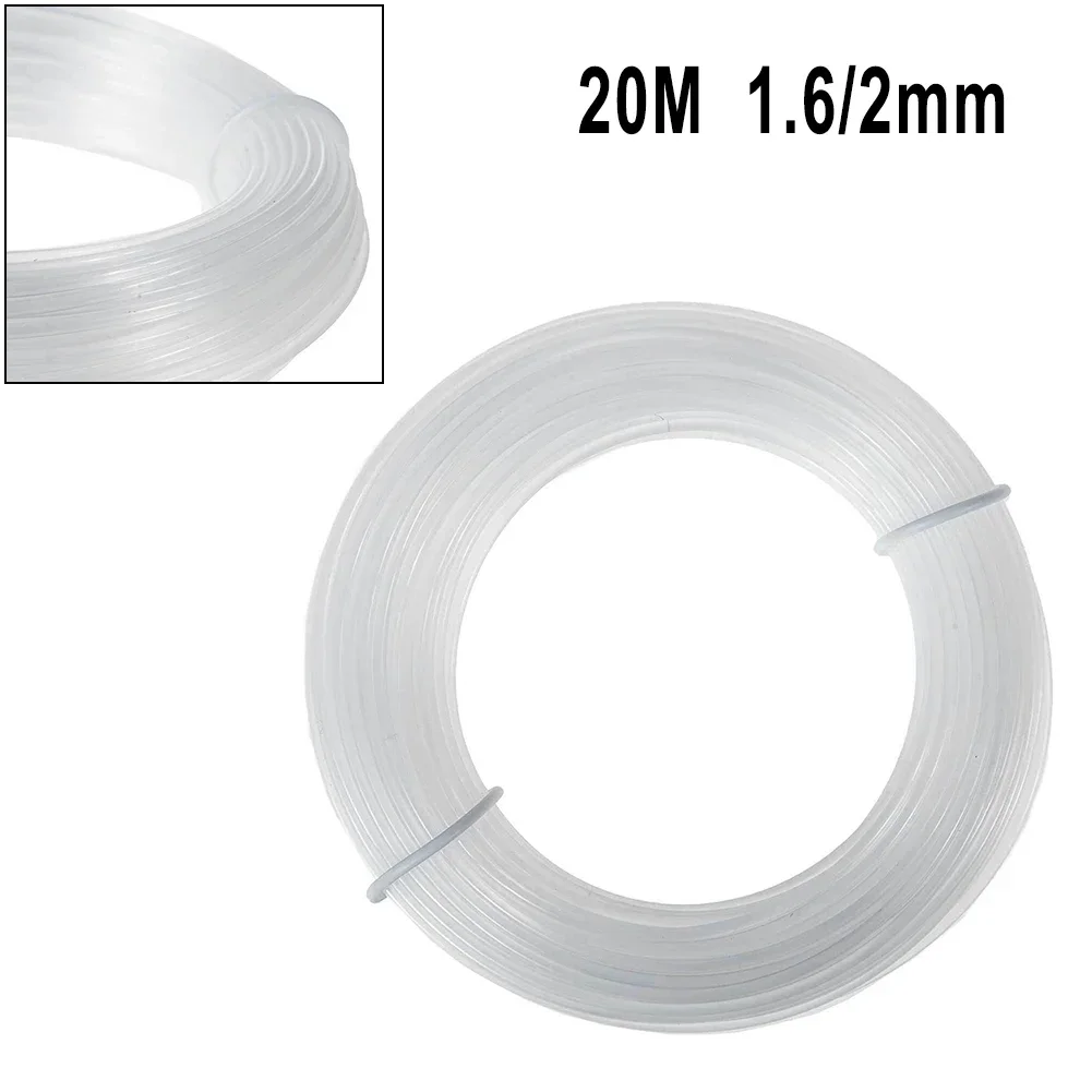 20M Garden Lawn Trimmer Line 1.6mm/2.0mm Spare Nylon Line Trimmer Mowing Line Transparent String Trimmer Replace Parts