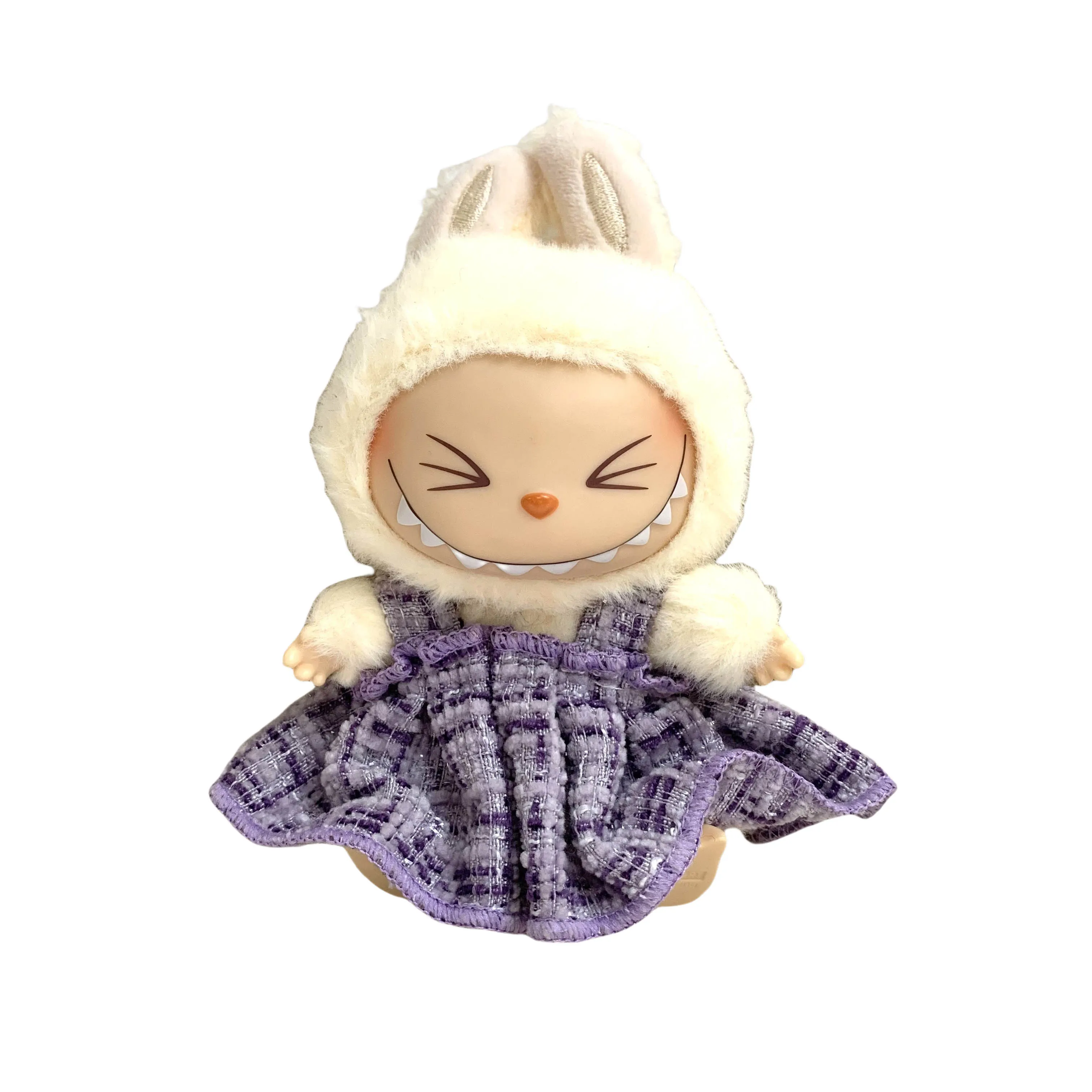 ل 17 سنتيمتر Labubu ملابس دمى مجموعة V1 V2 دمية الملابس والاكسسوارات الأرجواني بسيط عبق تنورة وقبعة الزي