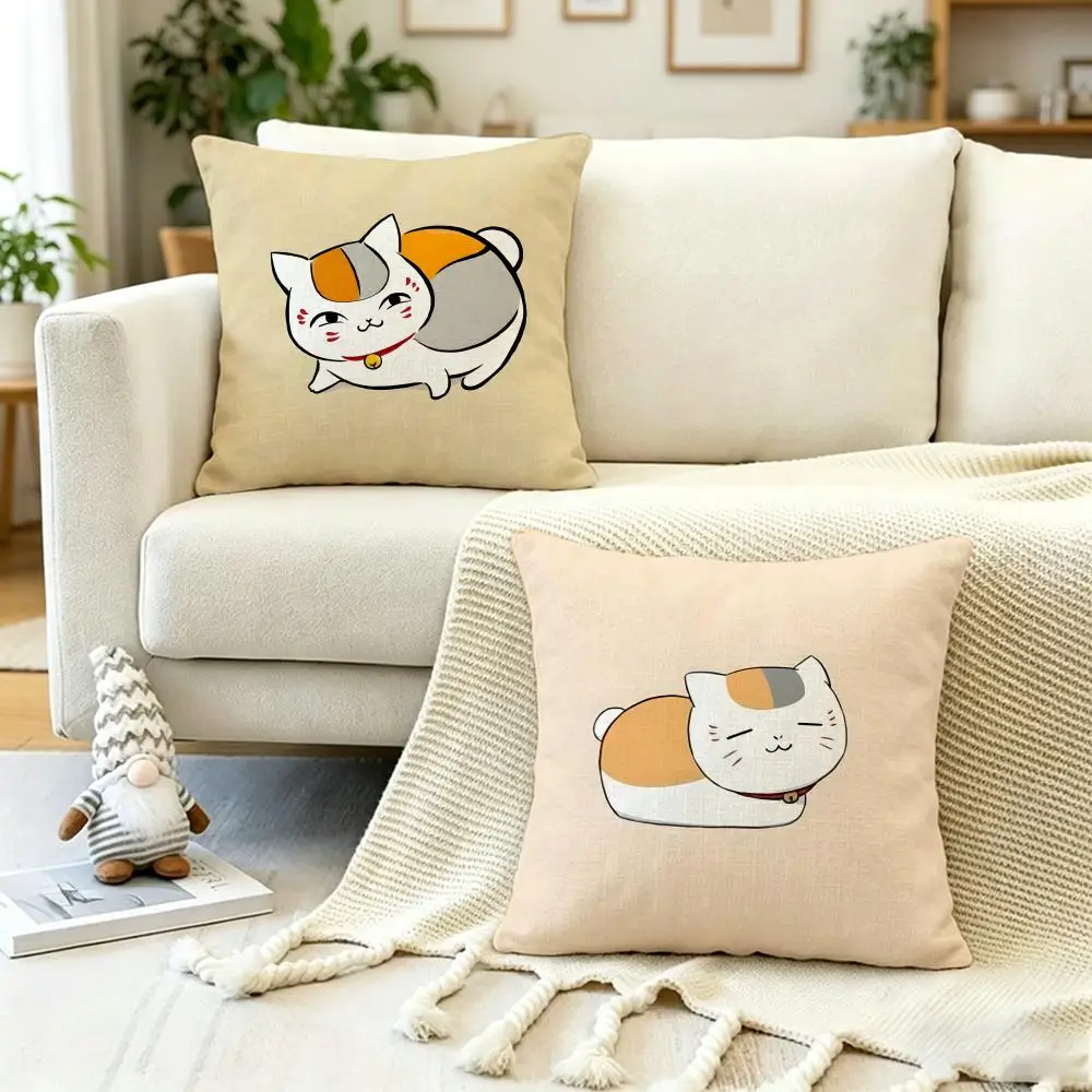 ANIME N-Nyanko senseiS Cushion Cover Anti-dustmite Pillowcase Invisible zipper silky short plush Sofa cushion cover