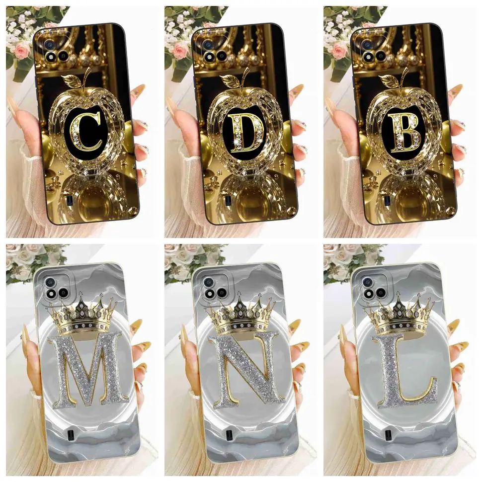 For Realme C20 RMX3063 RMX3061 Case Latest Design Letter Crown Silicone Back Cover For Realme c20 C20A 6.5" Protection Casing