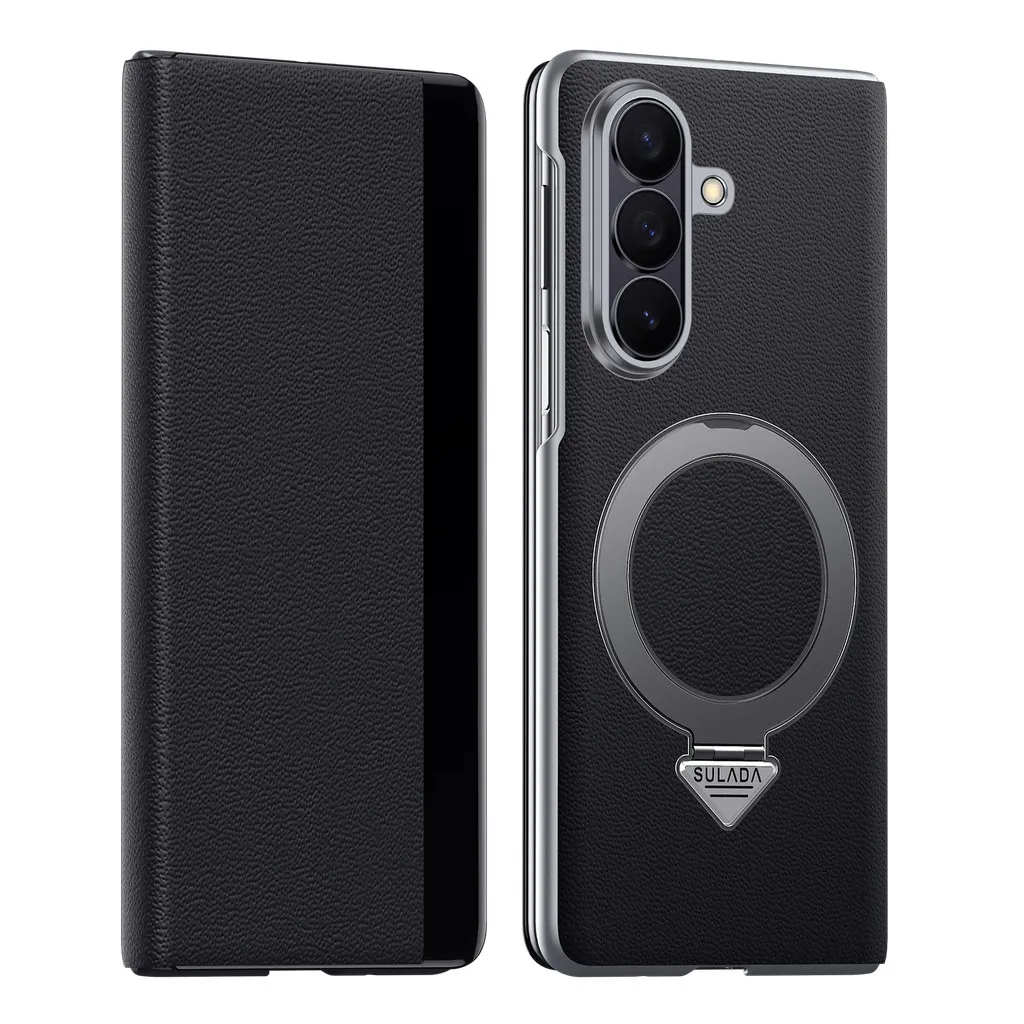 

Кожаный чехол-подставка с магнитной подставкой для Samsung Galaxy Z Fold 7 с защитой в стиле милитари 360°