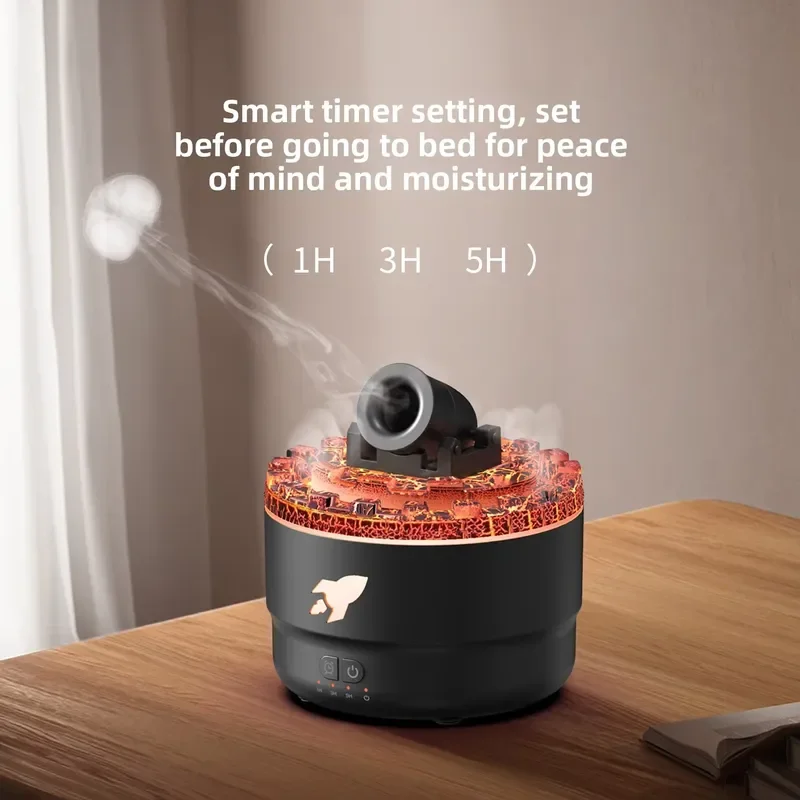 BOLRZO New Smoke Ring Fire Mountain Cannon Aromatherapy Machine Household Humidifier Large Capacity High Mist Essential Oil