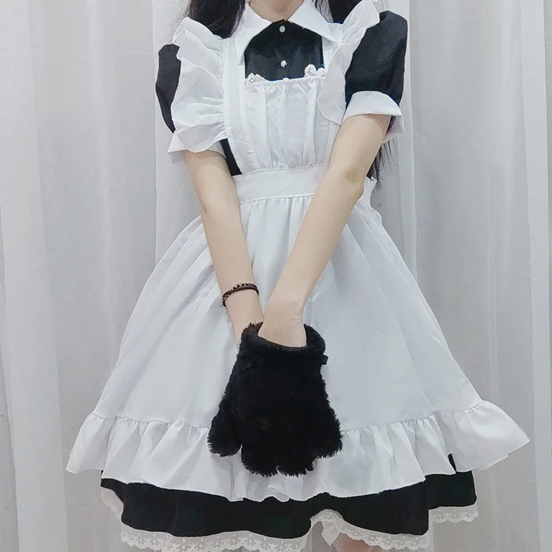 Japanese Short Skirt Lolita Black and White Maid Costume Cute Daily Cosplay Restaurant Cafe Maid Party Festival Stage Costume