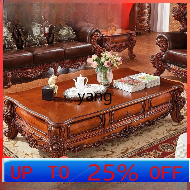 

LH solid wood high-end hand-carved solid wood coffee table villa coffee table living room furniture