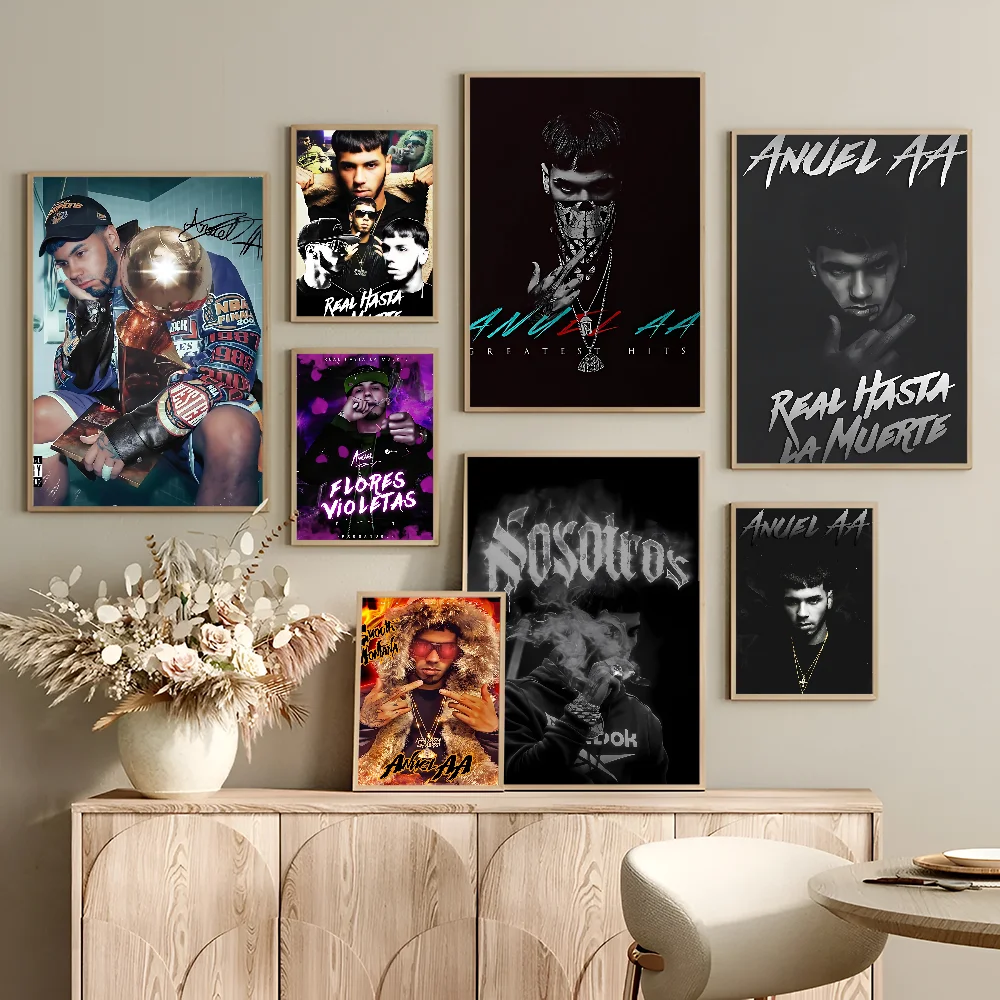 

Hip Hop Rapper Anuel AA DIY Sticky Poster Fancy Wall Sticker For Living Room Bar Decoration Wall Decor