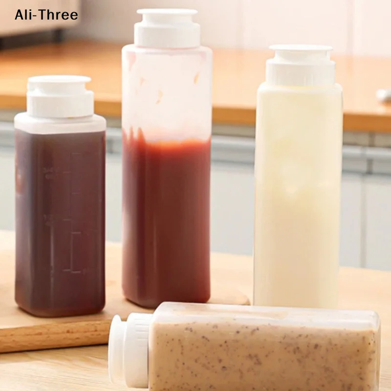 1Pcs 200/300ml Condiment Squeeze Bottle Ketchup Mustard Bottle Clear Mayonnaise Honey Dispenser Sauce Storage Container