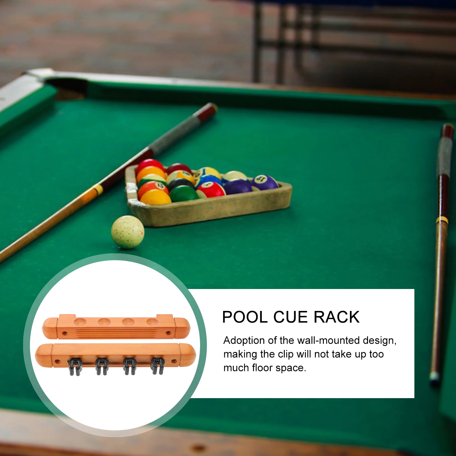 

2pcs Wooden Wall Mounted Pool Cue Rack Multi-Slot Billiard Rod Holder Durable Storage For Pool Sticks Space Saving Easy Install