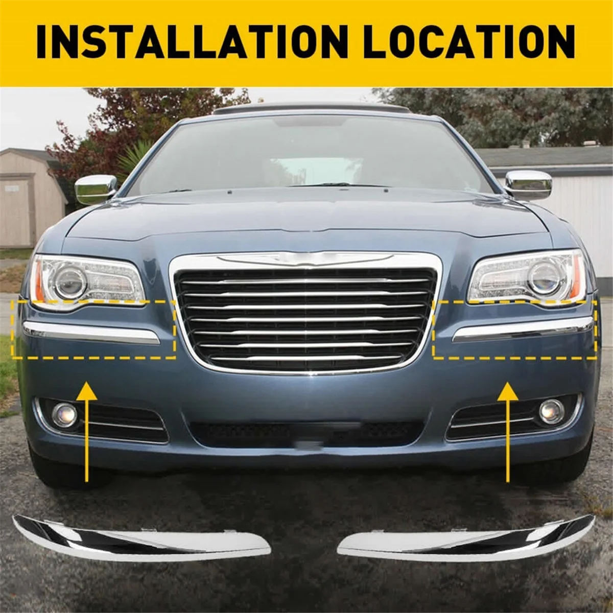 68127941AB, 68127940AB for Chrysler 300 2011-2014 Front Bumper Molding Trim Set